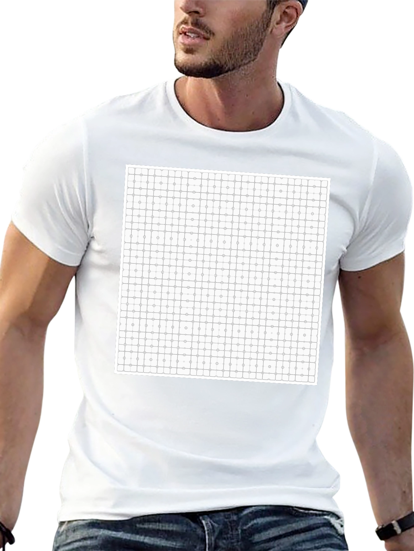 Geometric Grid T-Shirt - Modern Pattern Tee