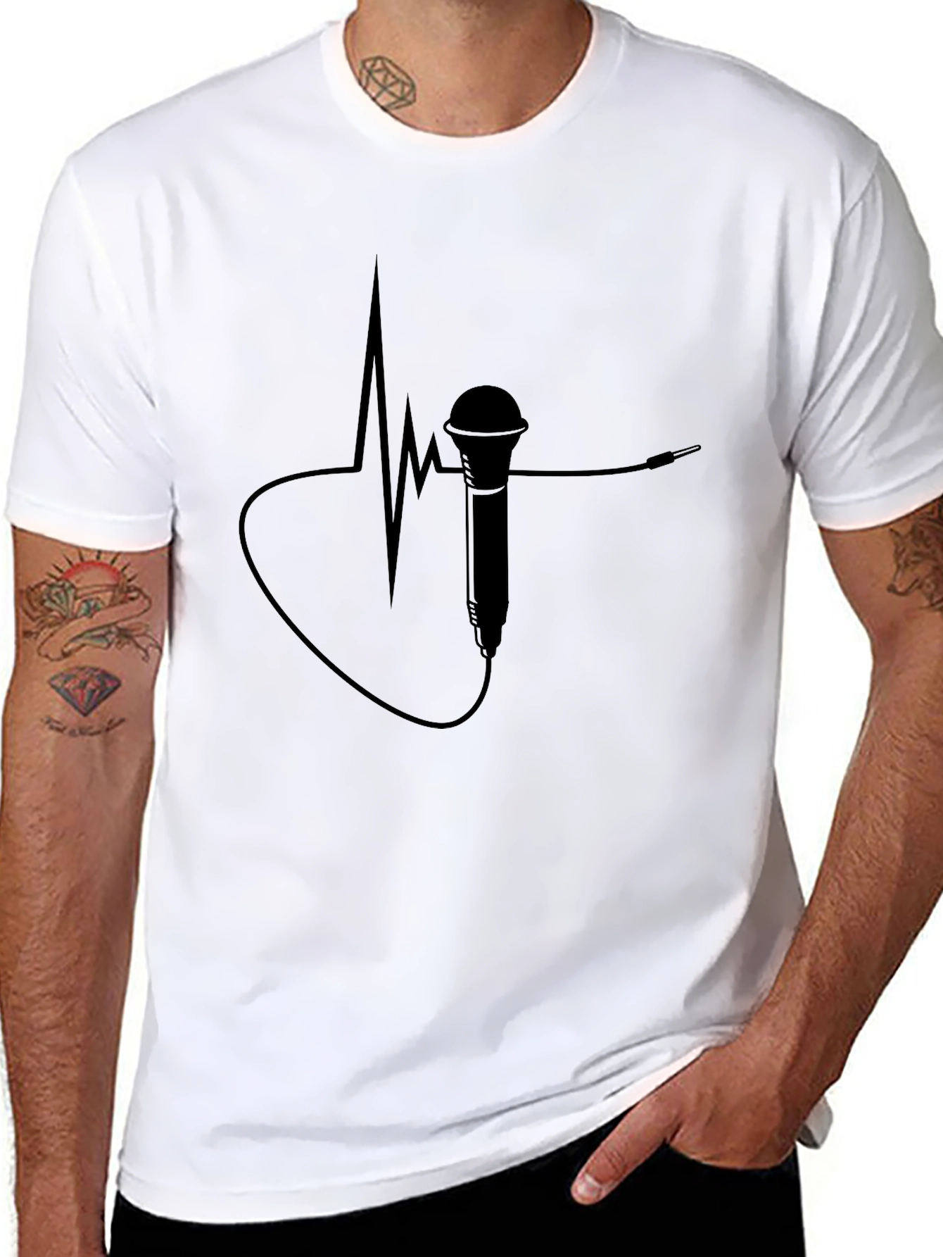 Mic Heartbeat Tee - Music Lovers T-Shirt