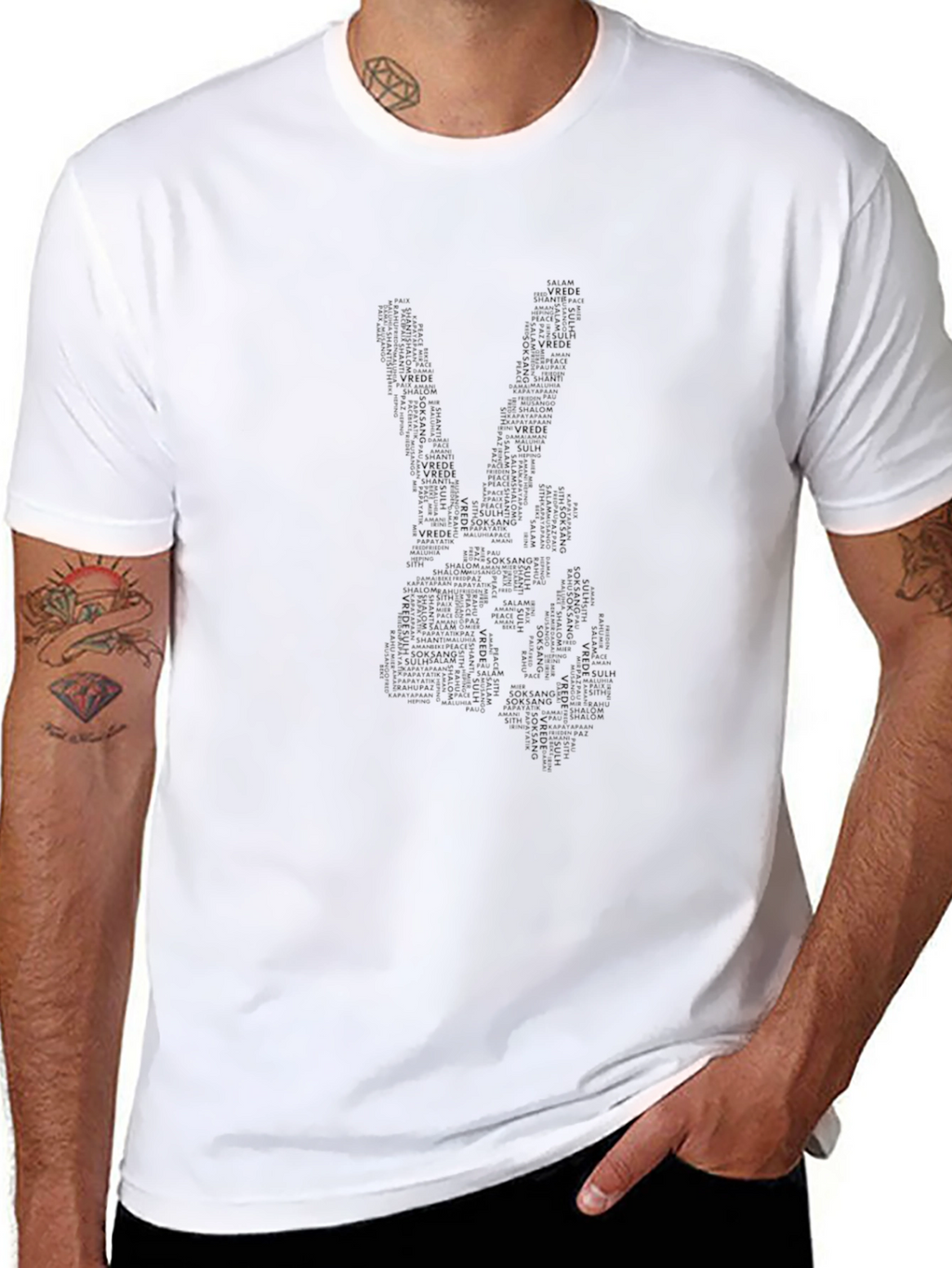 Peace Sign Word Art Tee - Black