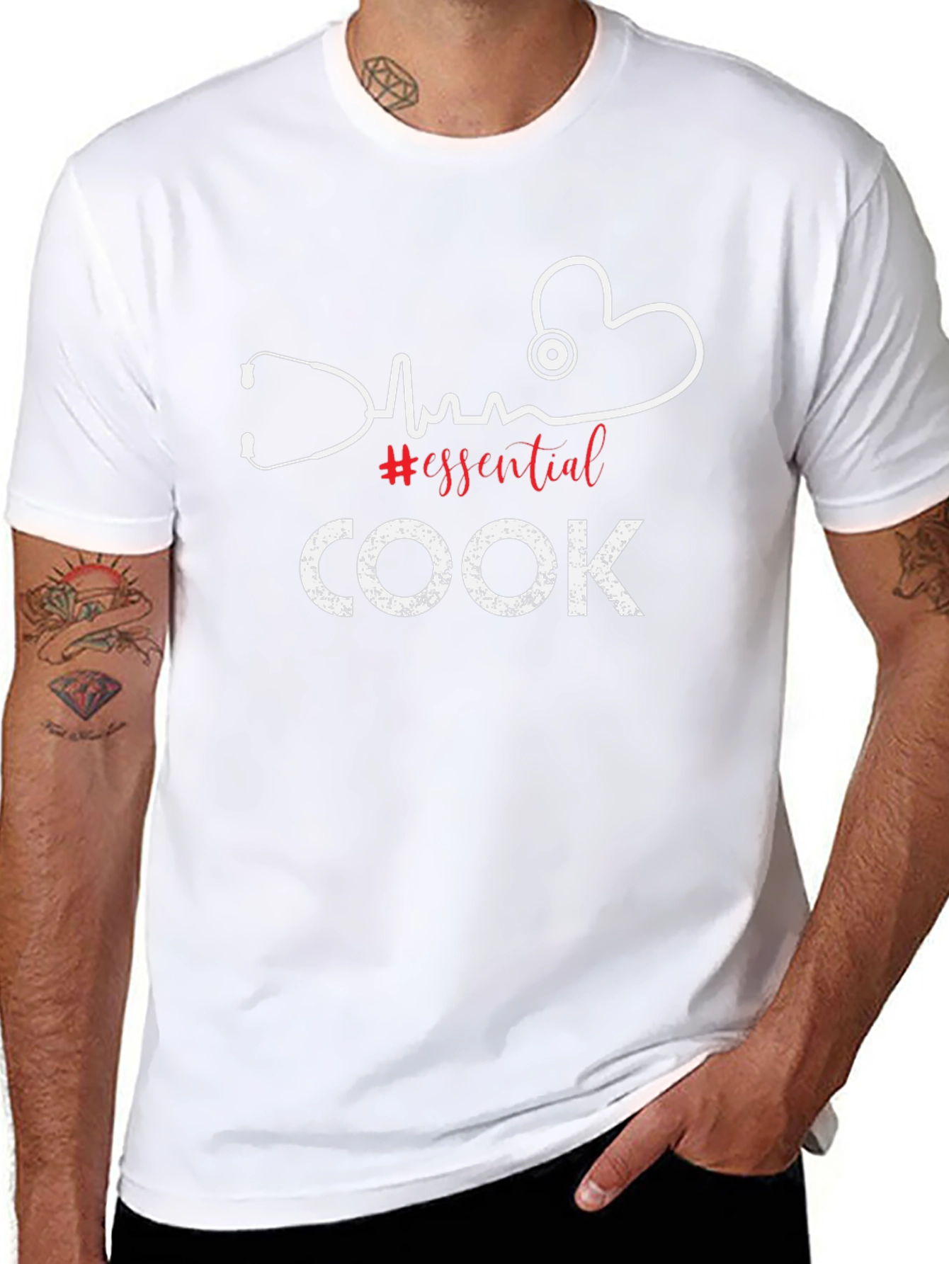 Essential Cook T-Shirt - Chef Stethoscope Design