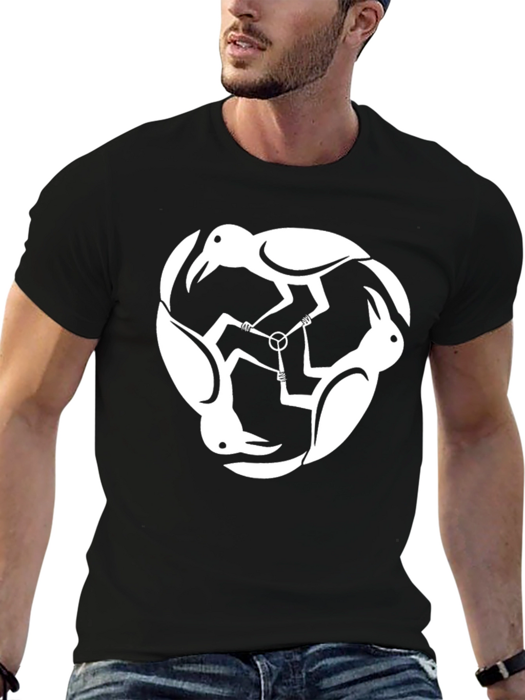 Abstract Crow T-Shirt - Black Cotton Tee