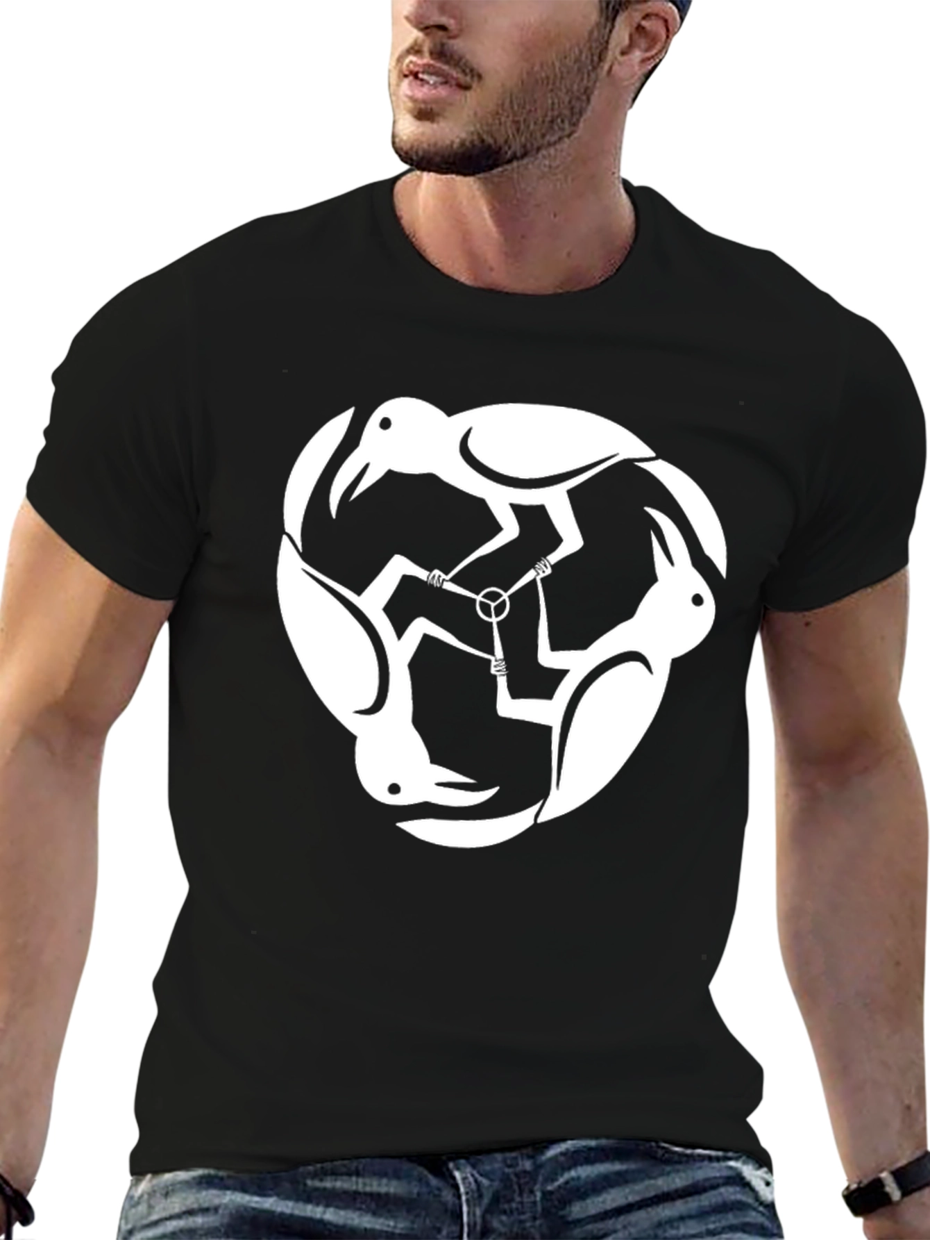 Abstract Crow T-Shirt - Black Cotton Tee