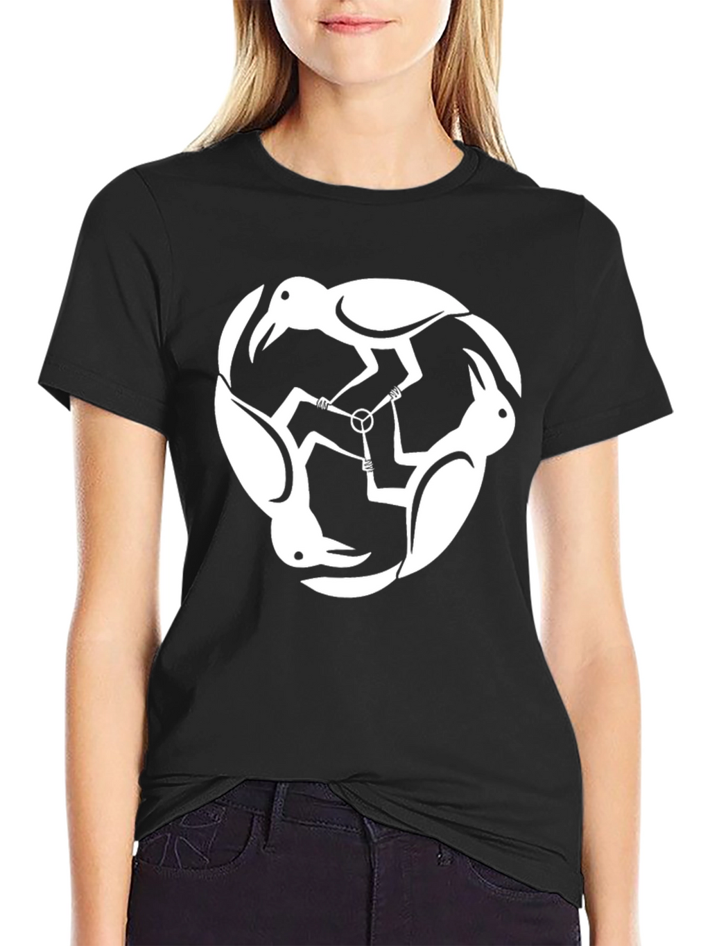 Abstract Crow T-Shirt - Black Cotton Tee