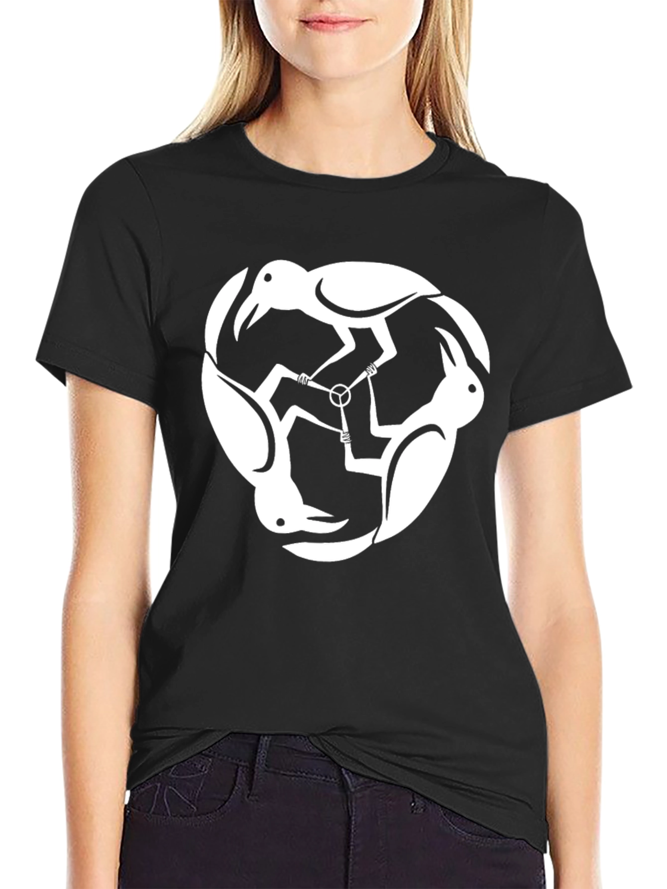 Abstract Crow T-Shirt - Black Cotton Tee