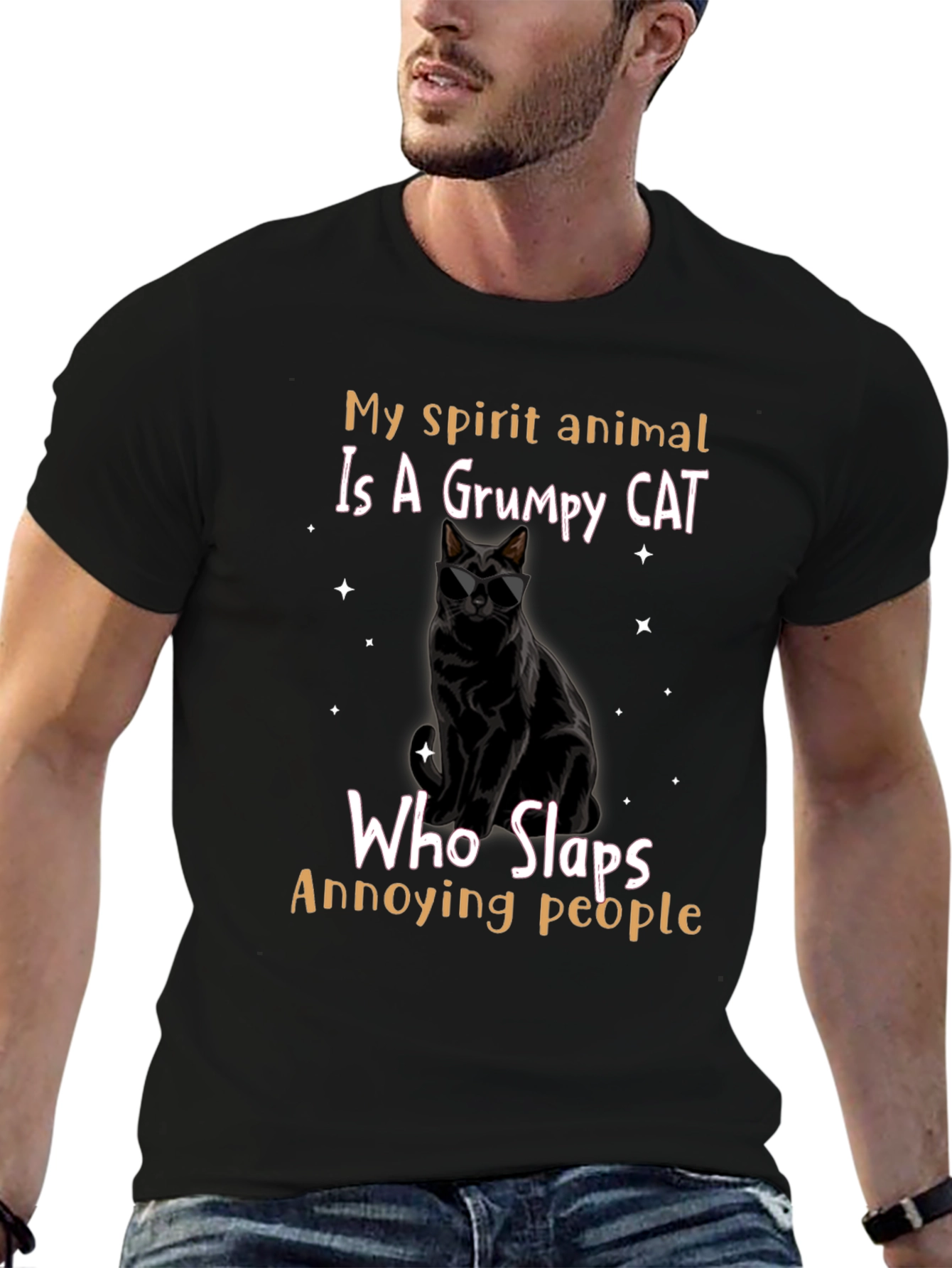Grumpy Cat Slaps Annoying People Graphic T-Shirt