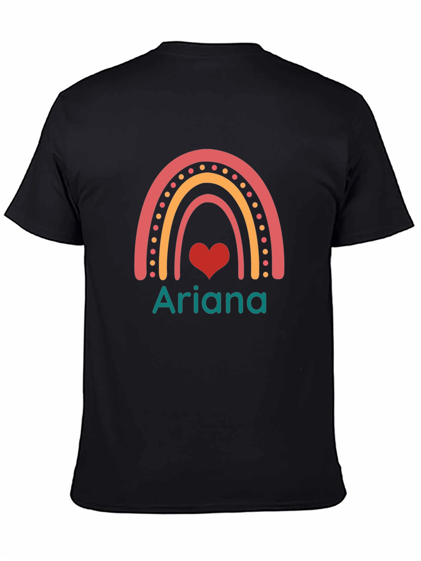 Rainbow Heart Ariana Custom T-Shirt - Black