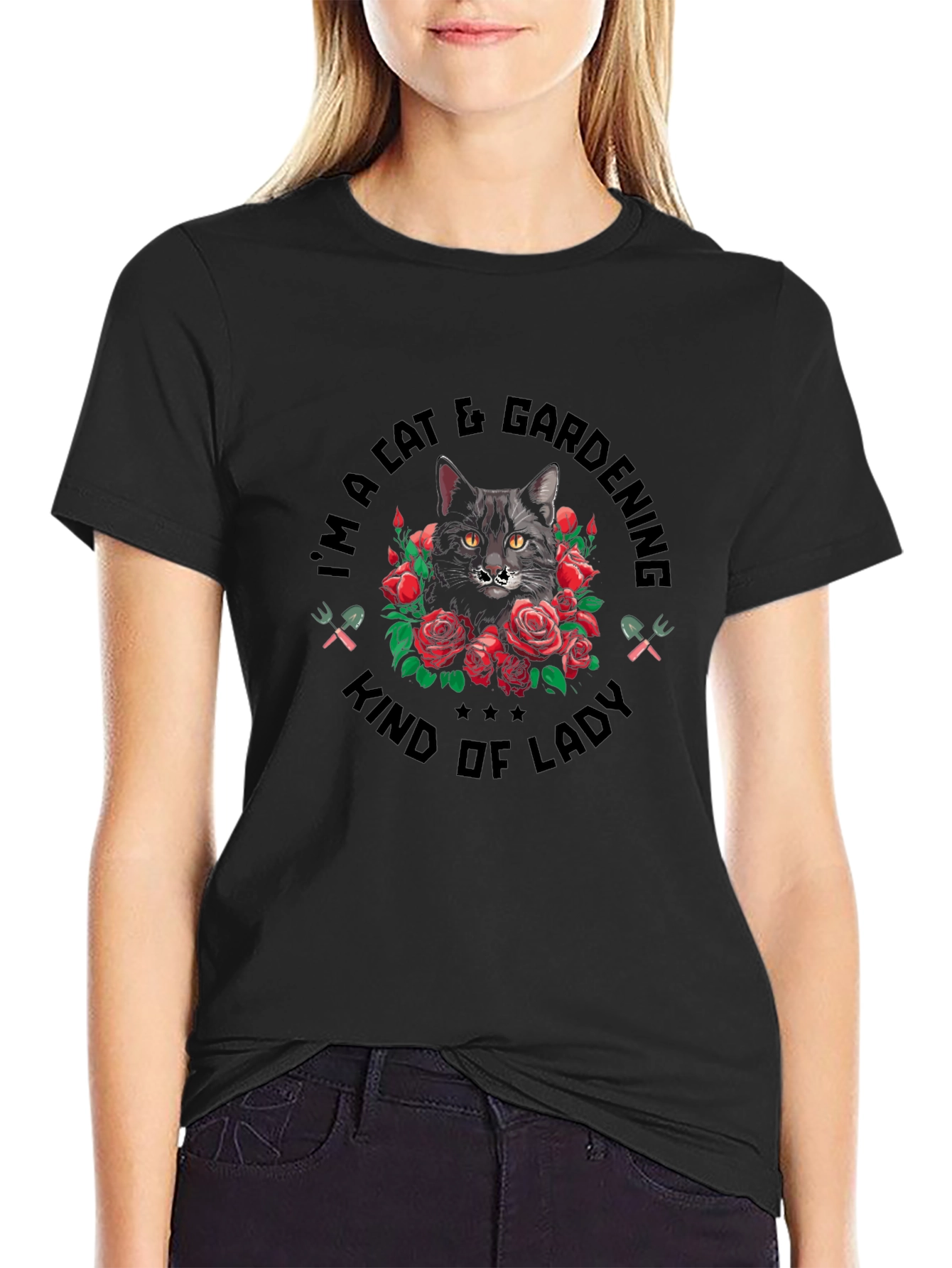 Cat & Gardening Lady T-Shirt