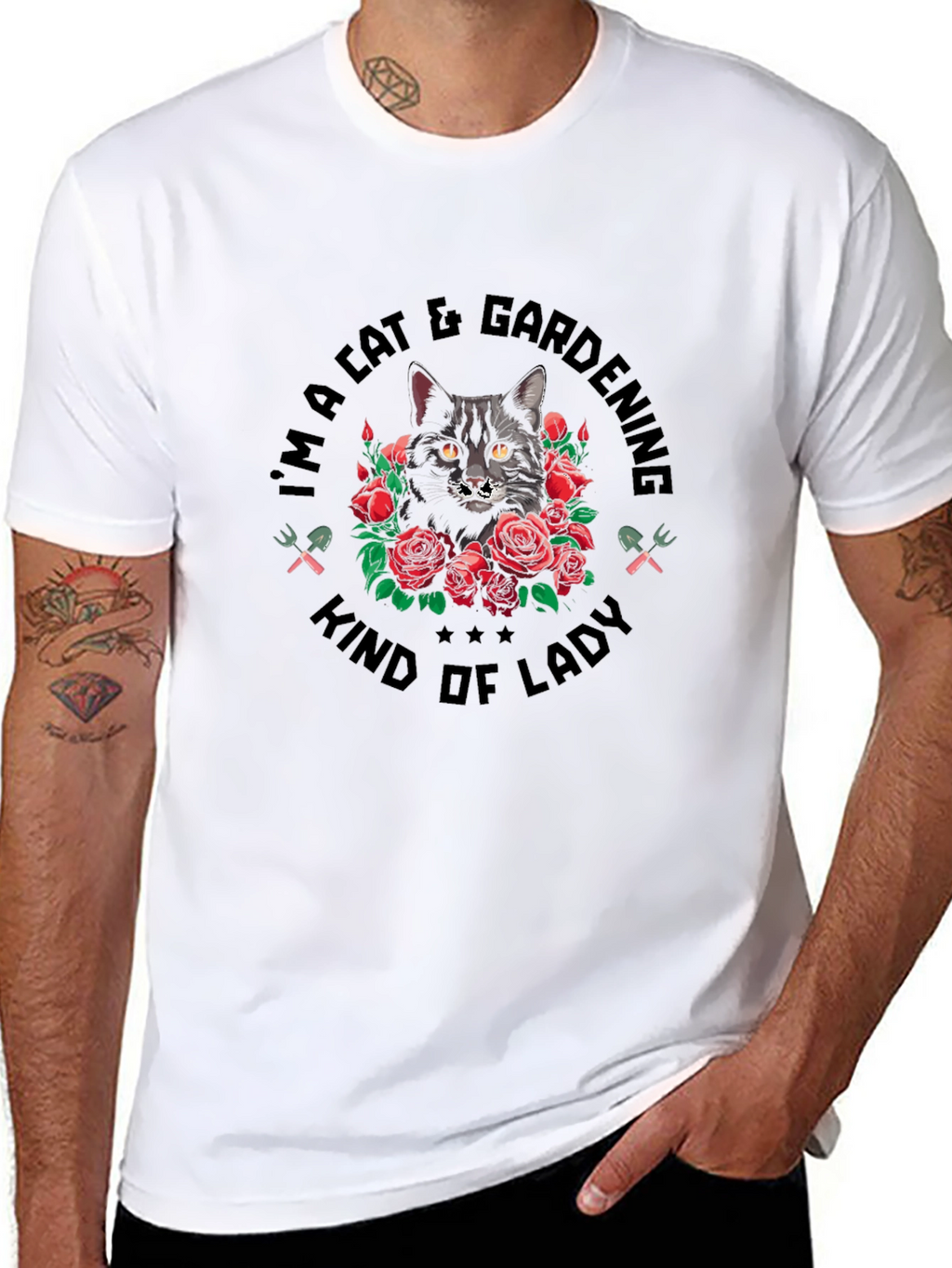 Cat & Gardening Lady T-Shirt
