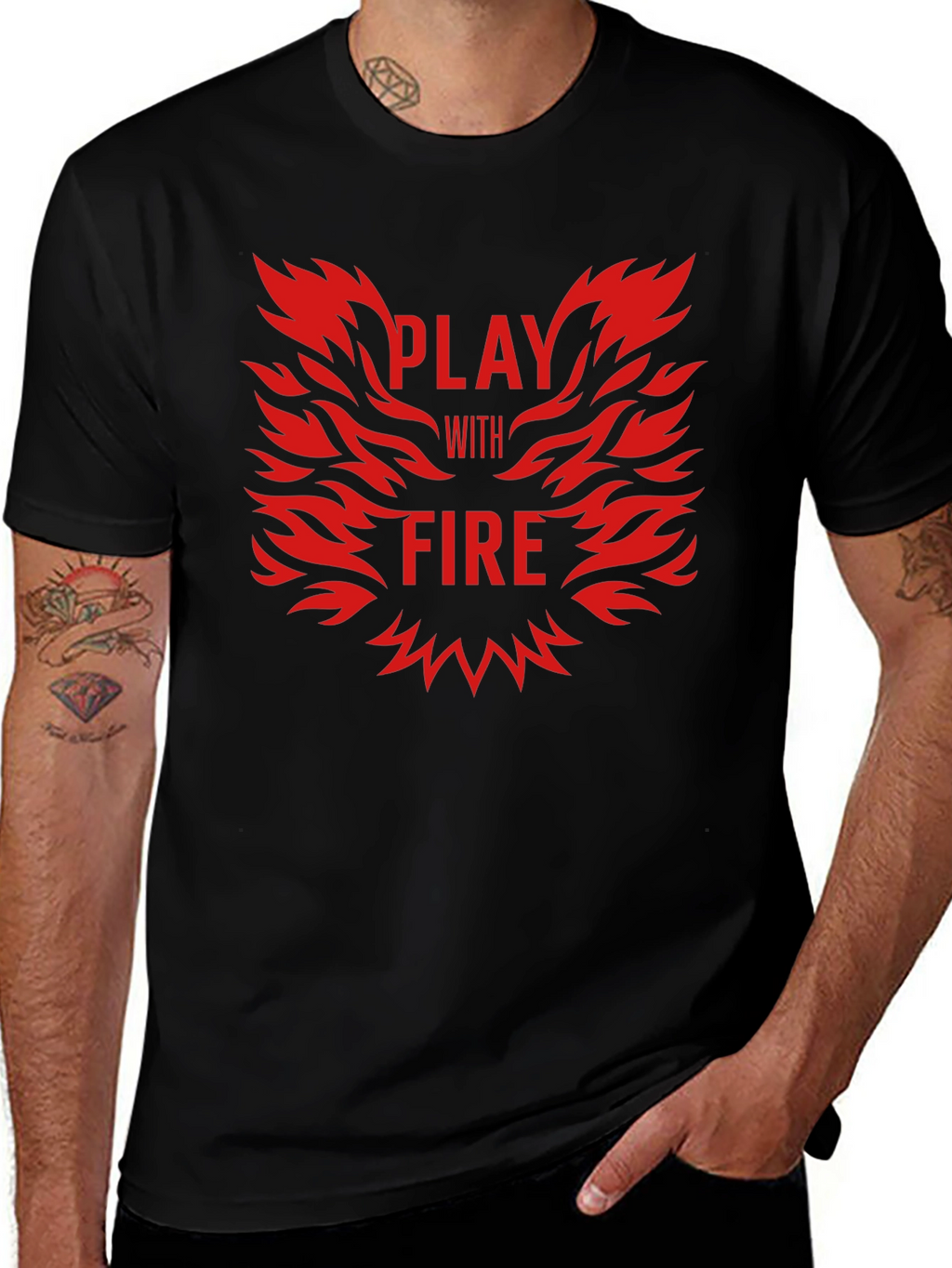 Play With Fire Black Graphic Tee