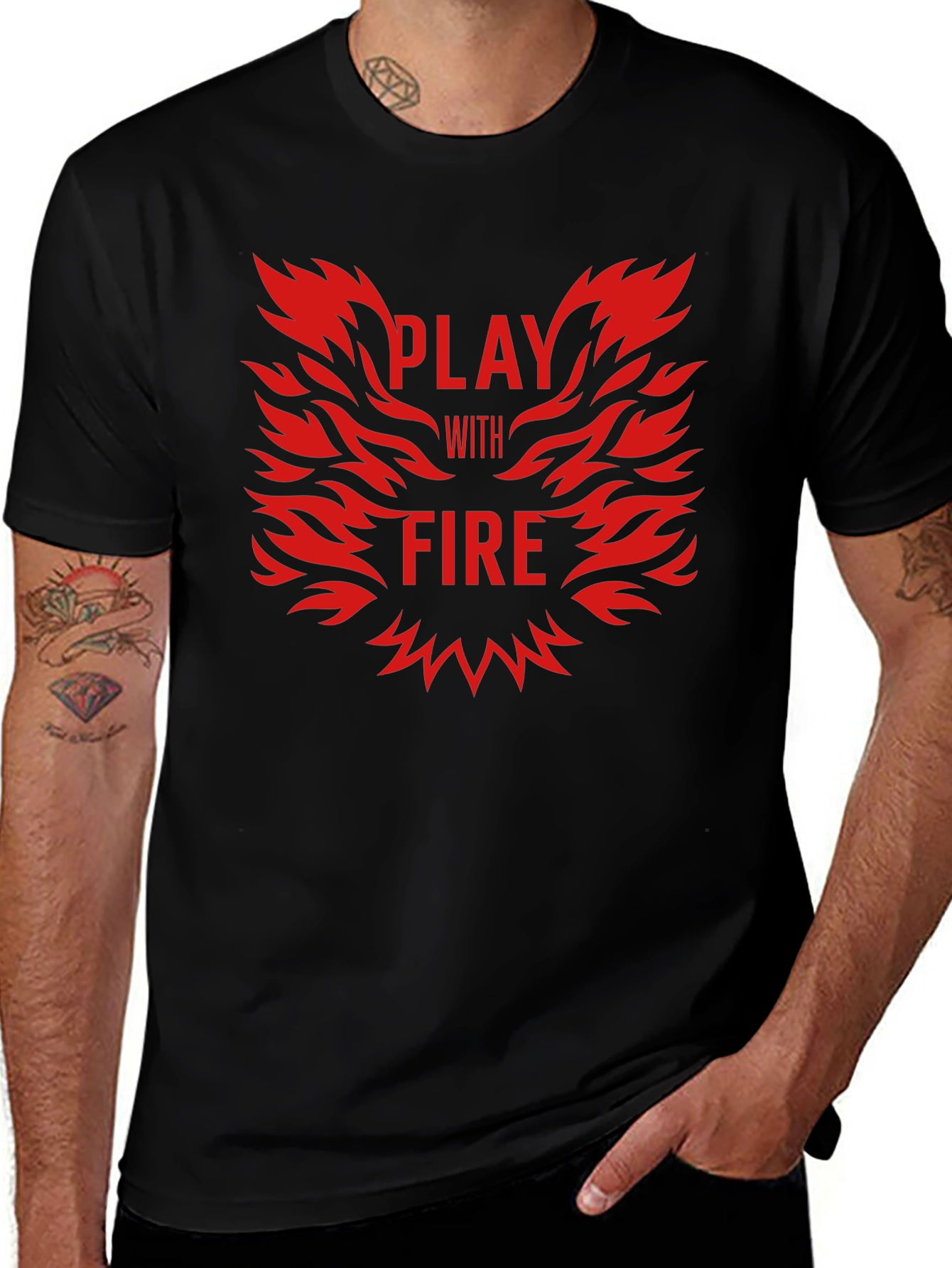 Play With Fire Black Graphic Tee