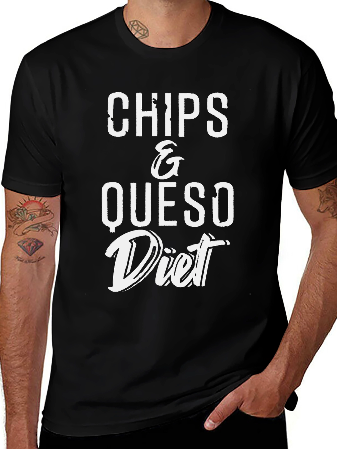 Chips & Queso Diet Graphic Tee - Unisex Black T-Shirt
