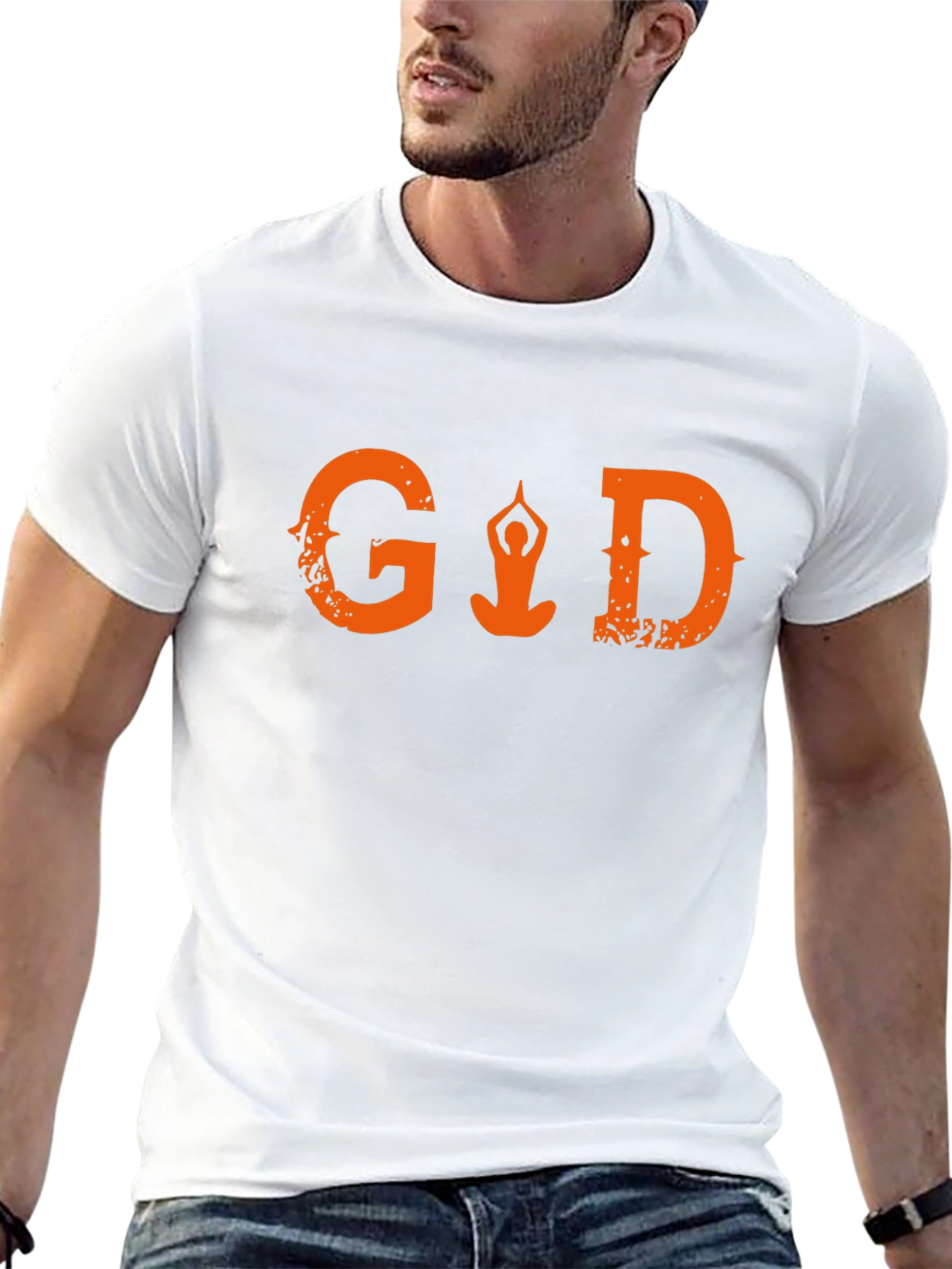 Yoga Meditation Graphic Print T-Shirt - Black
