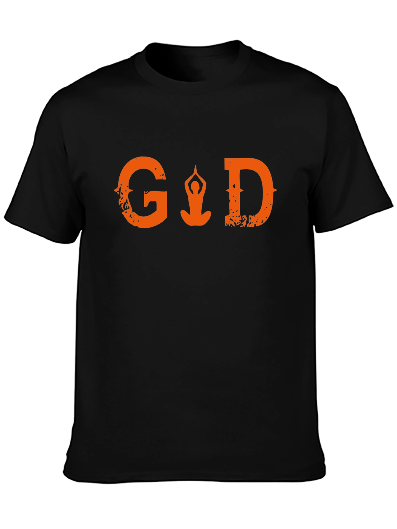 Yoga Meditation Graphic Print T-Shirt - Black