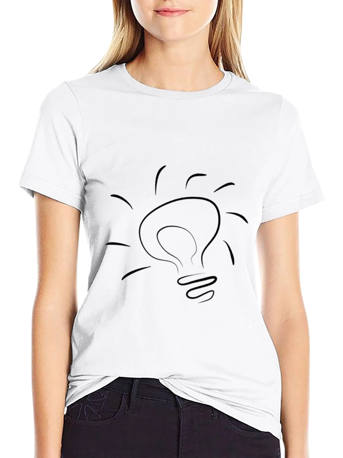 Black T-Shirt with Light Bulb Design