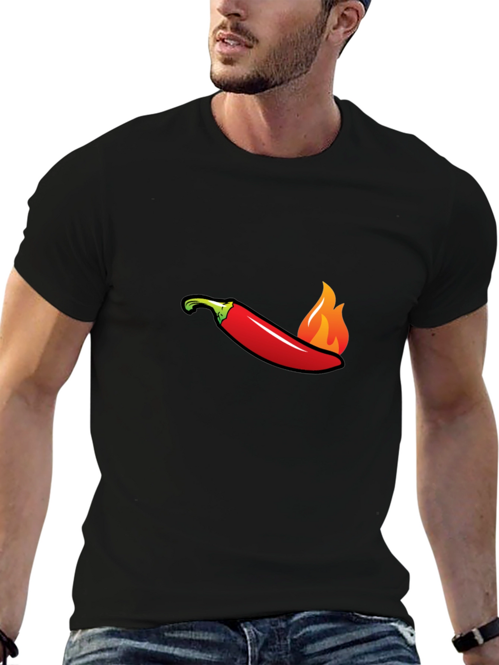 Spicy Pepper Flames Graphic Tee - Hot Style!