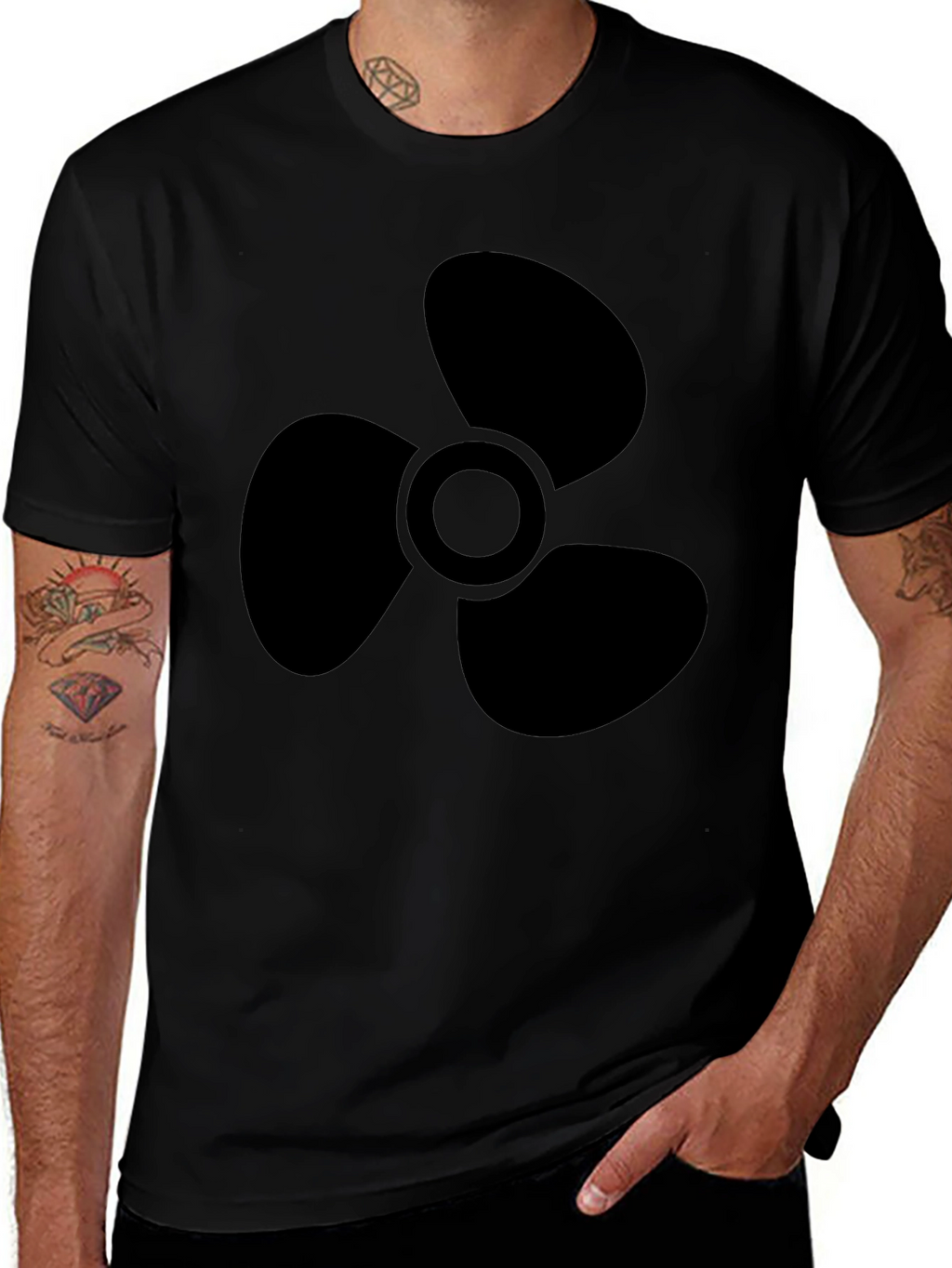 Black Propeller Graphic Tee - Mens Casual Shirt