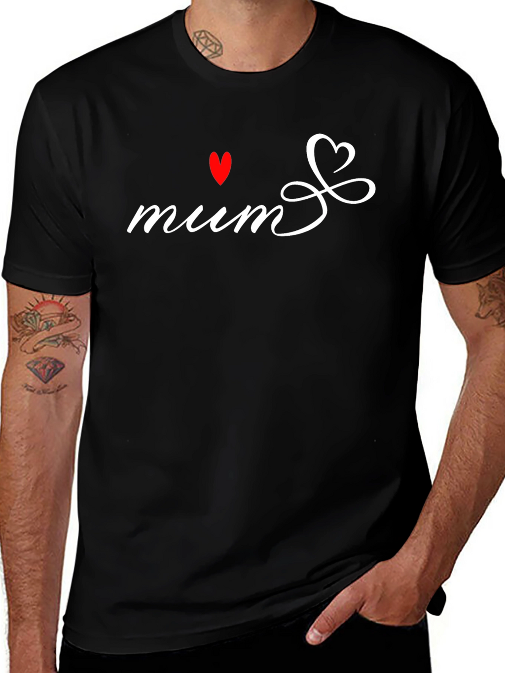 Mum Heart Graphic Black T-Shirt