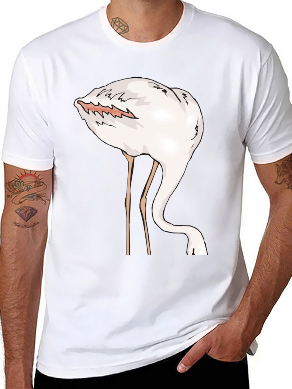 Funny Flamingo Head in Sand Graphic T-Shirt