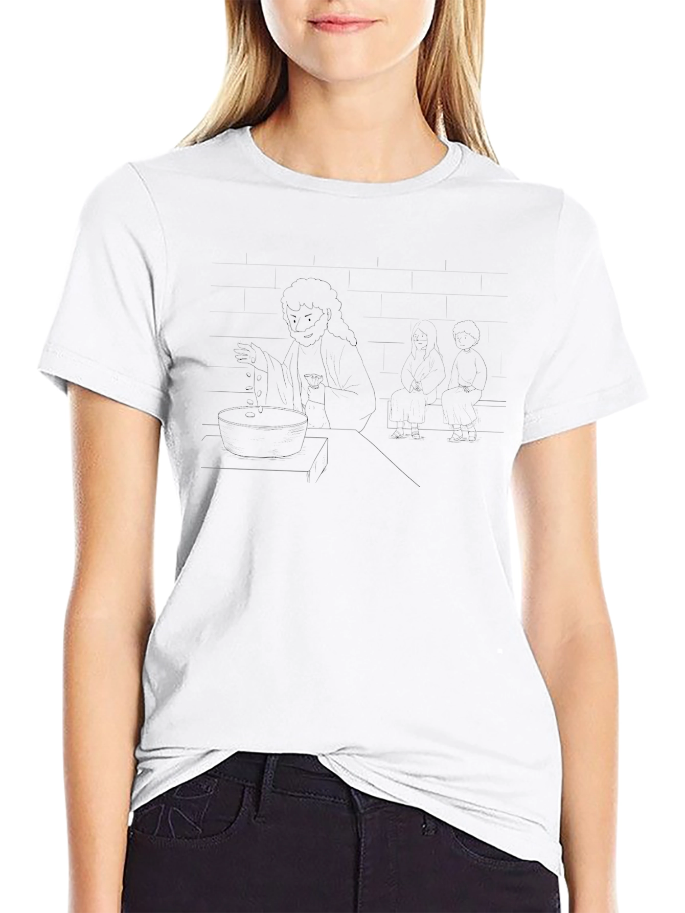 Cartoon Style Graphic Black T-Shirt