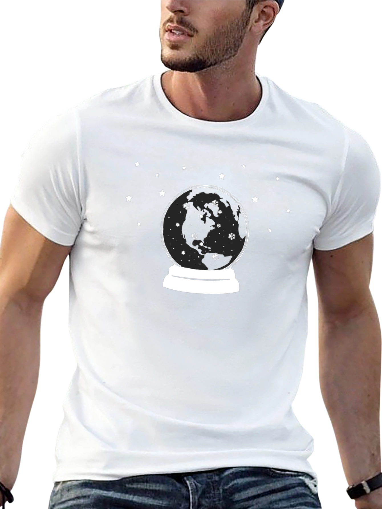 Snow Globe Graphic Tee - Stylish Black T-Shirt