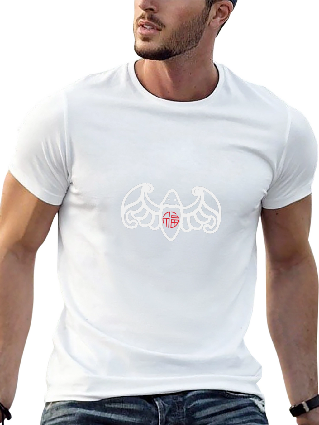 Unique Bat Graphic Print Black T-Shirt