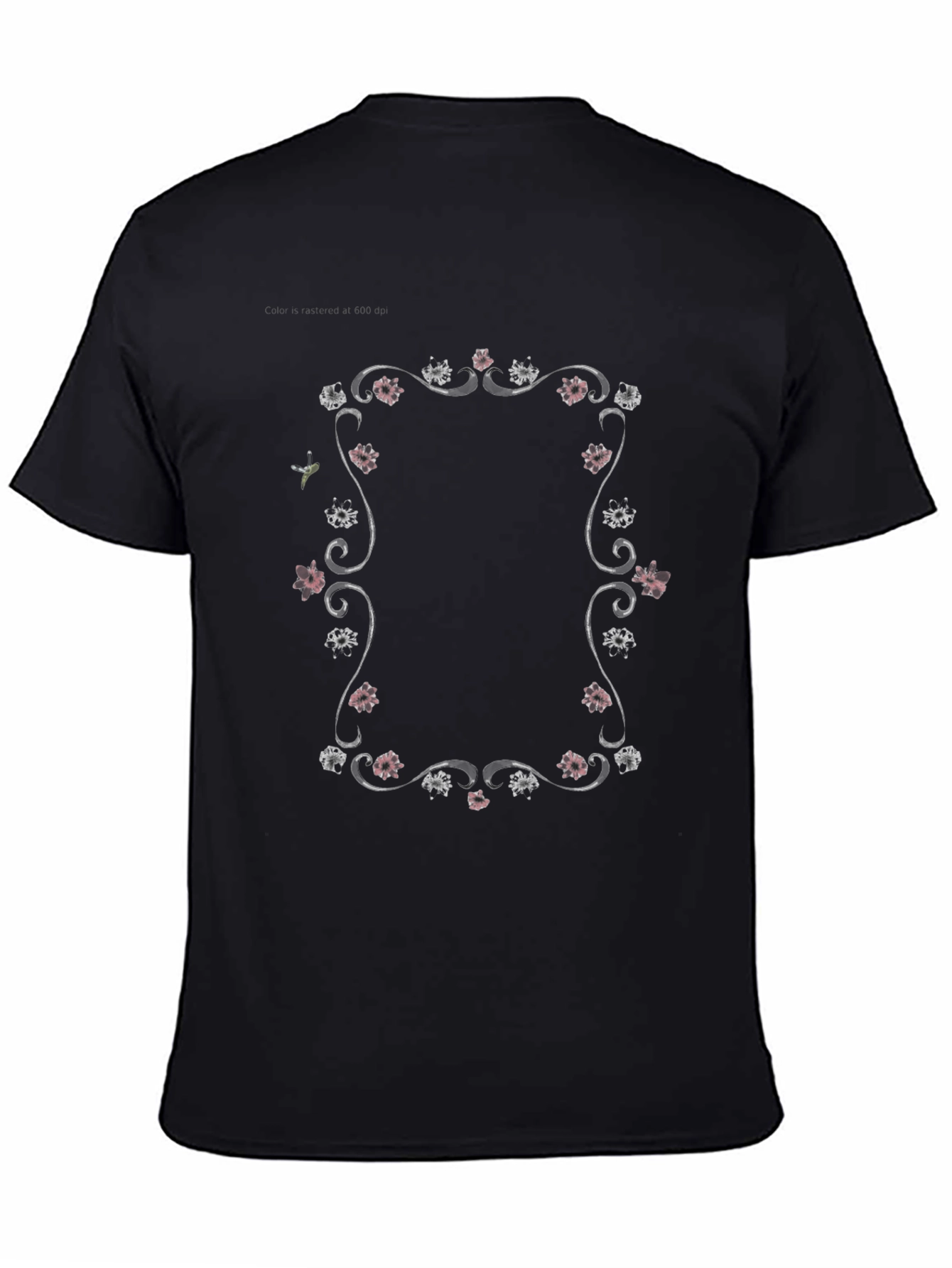 Floral Frame Graphic Tee - Black Unisex T-Shirt