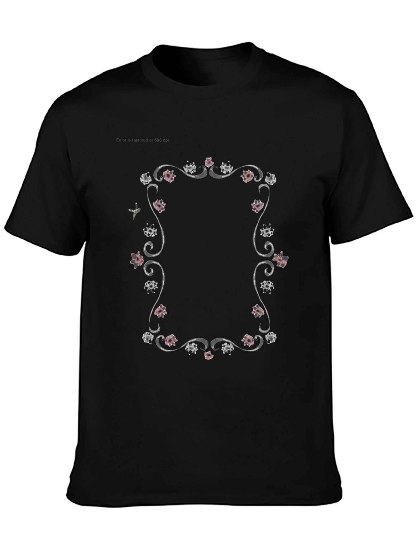 Floral Frame Graphic Tee - Black Unisex T-Shirt