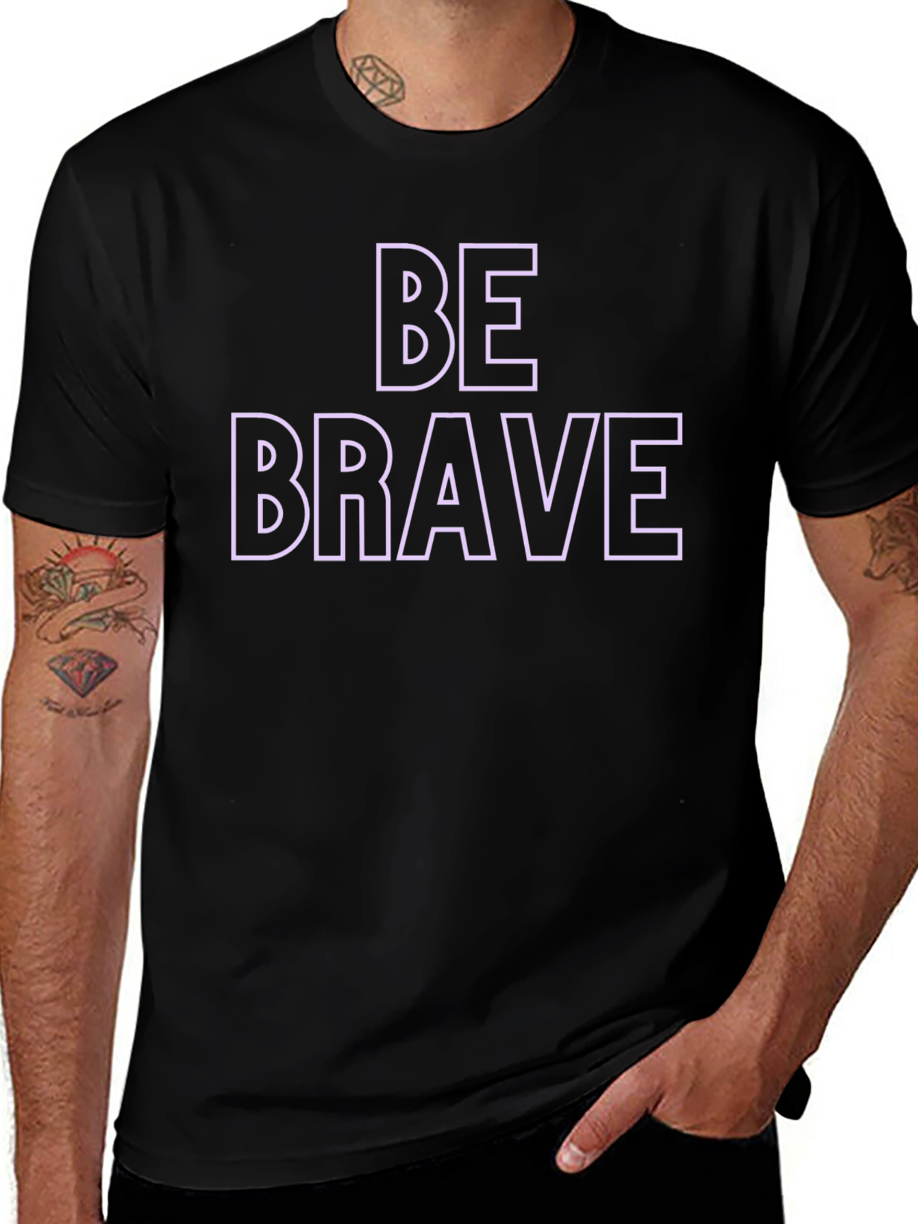 Be Brave Graphic Print Crew Neck T-Shirt