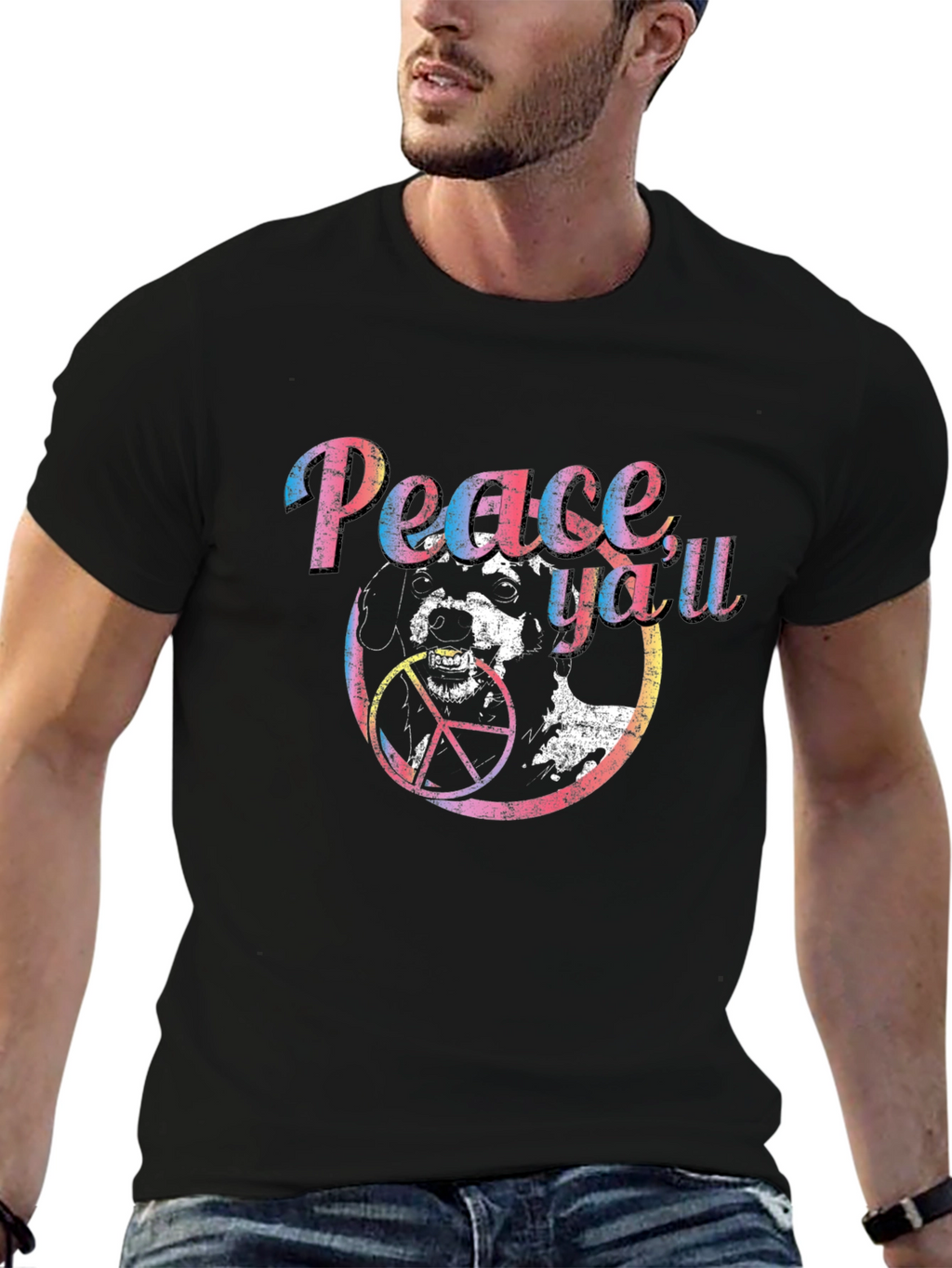 Peace Yall Dog Graphic T-Shirt