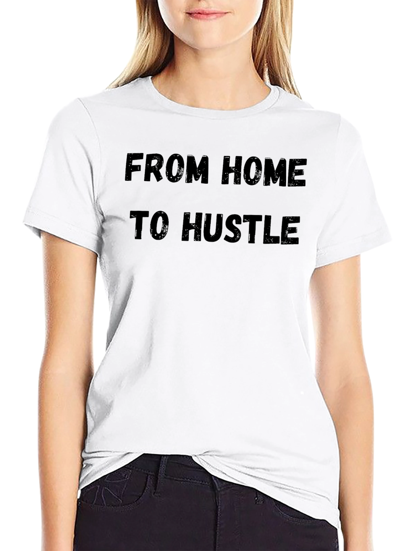 From Home to Hustle Black Graphic Tee