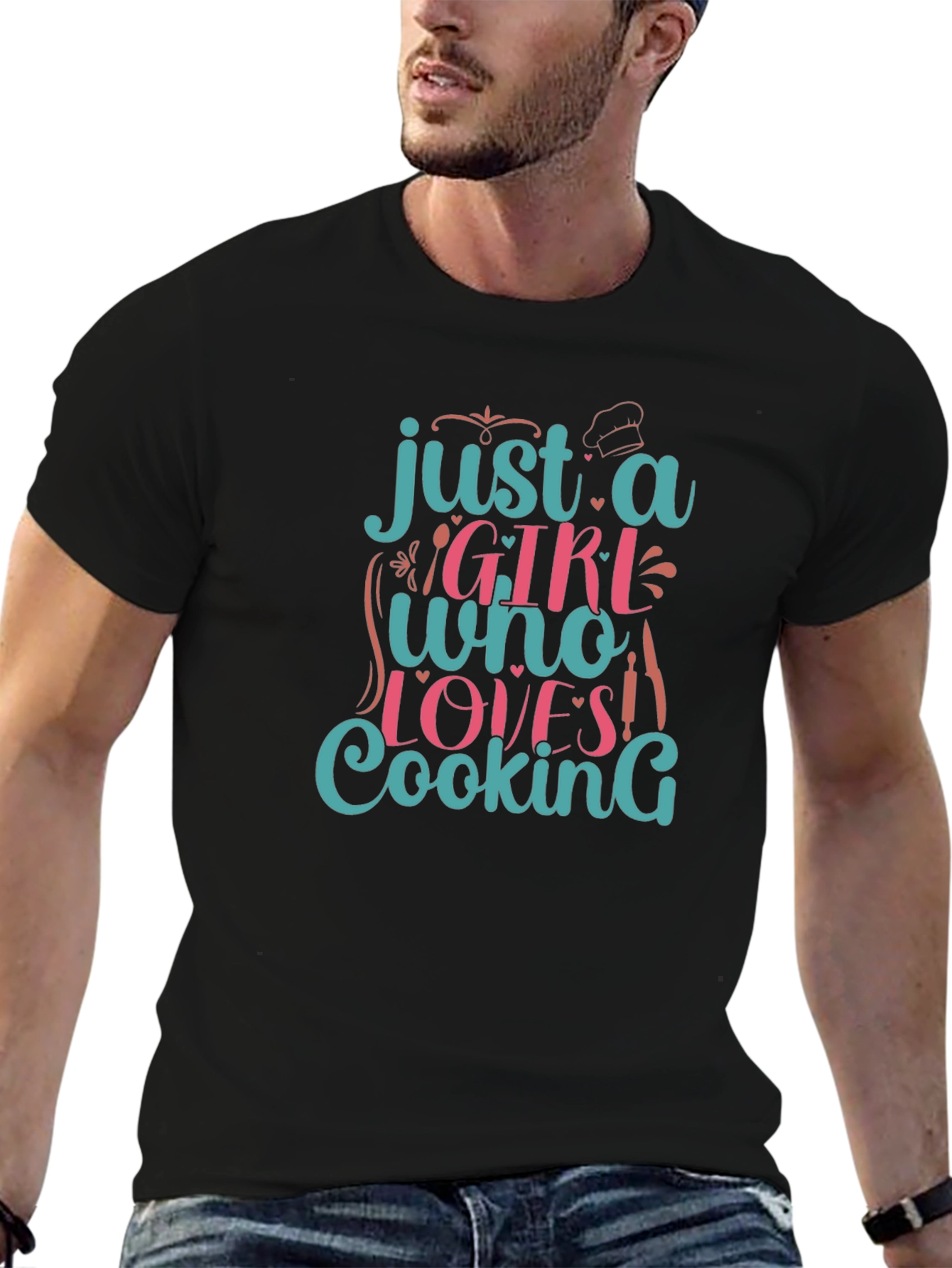 Just A Girl Who Loves Cooking Graphic T-Shirt