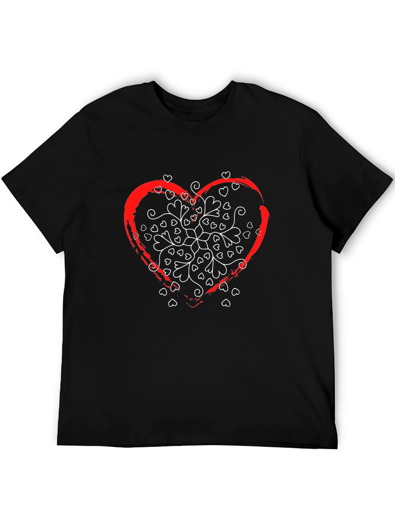 Heart Mandala Graphic T-Shirt - Stylish Black Tee