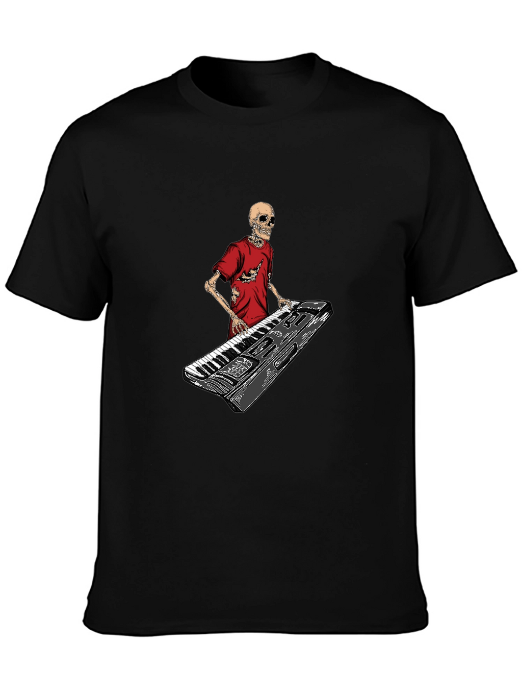 Skeleton Keyboardist Graphic Tee