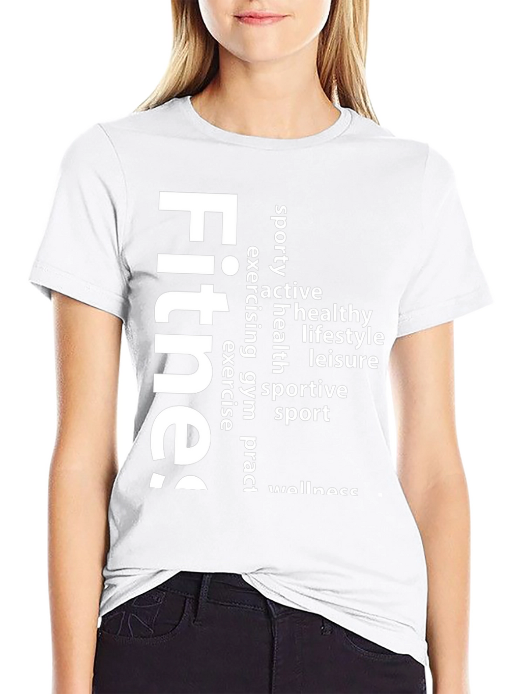 Fitness Word Art Graphic Tee - Black