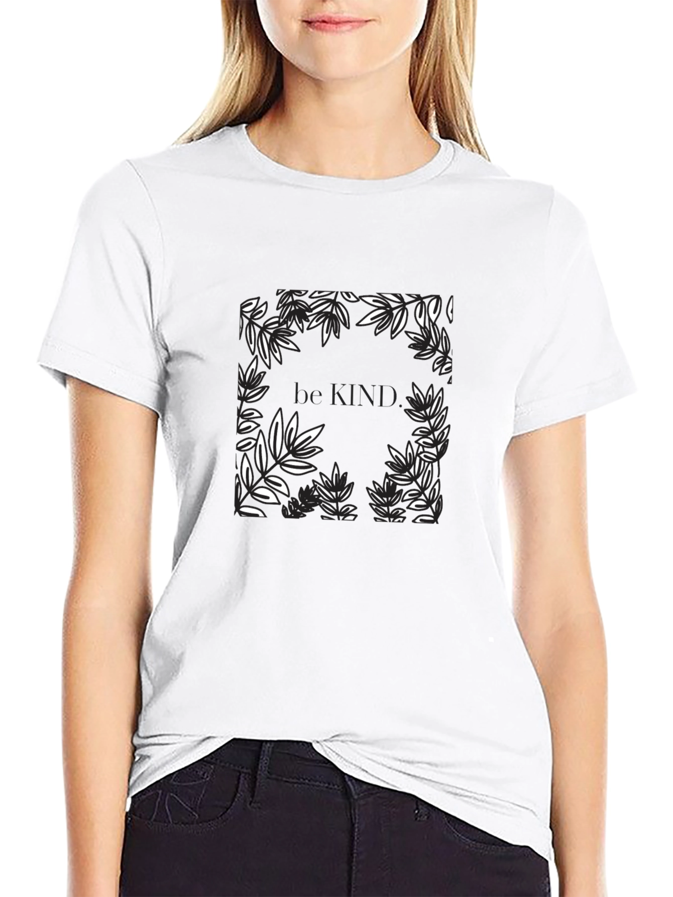 Be Kind Floral Graphic Black T-Shirt