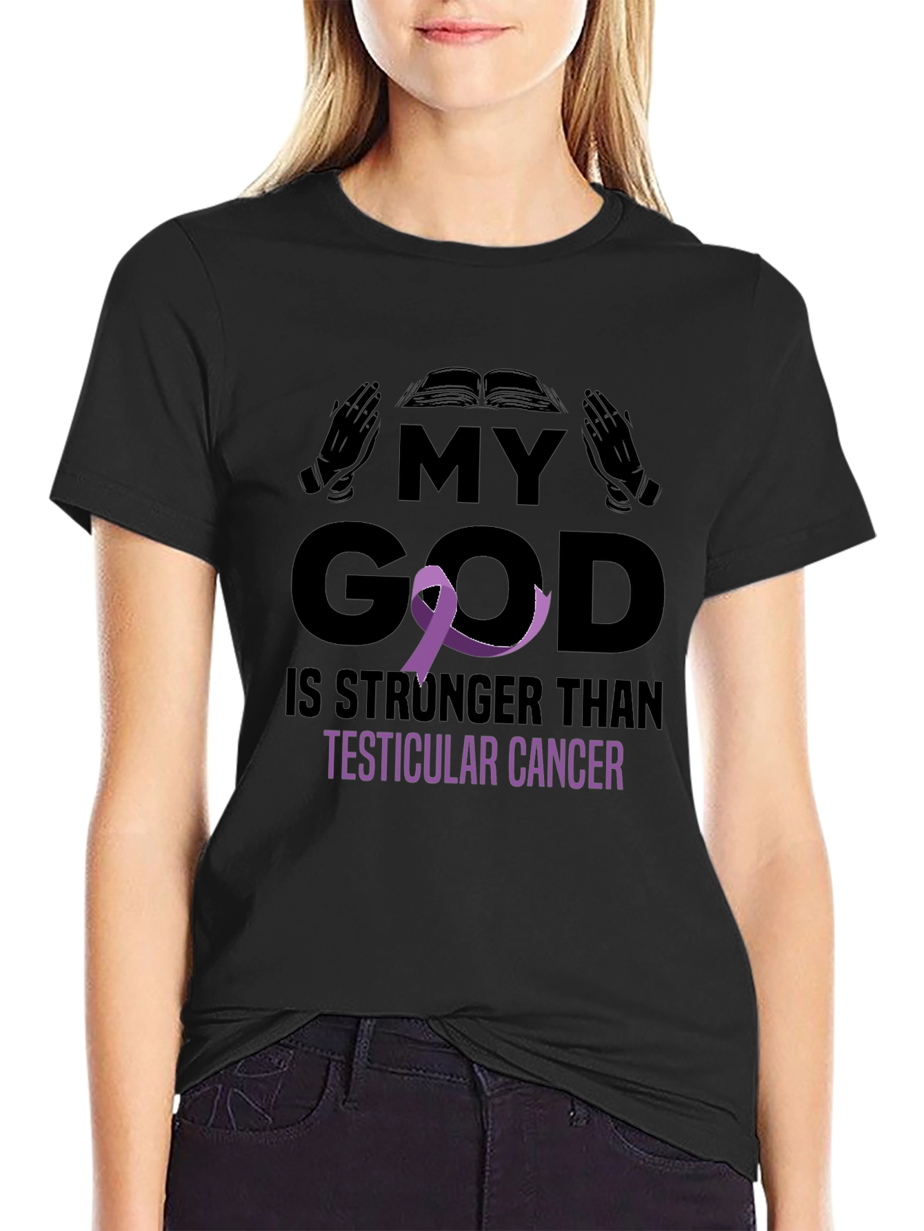 My God Stronger Than Testicular Cancer Awareness T-Shirt