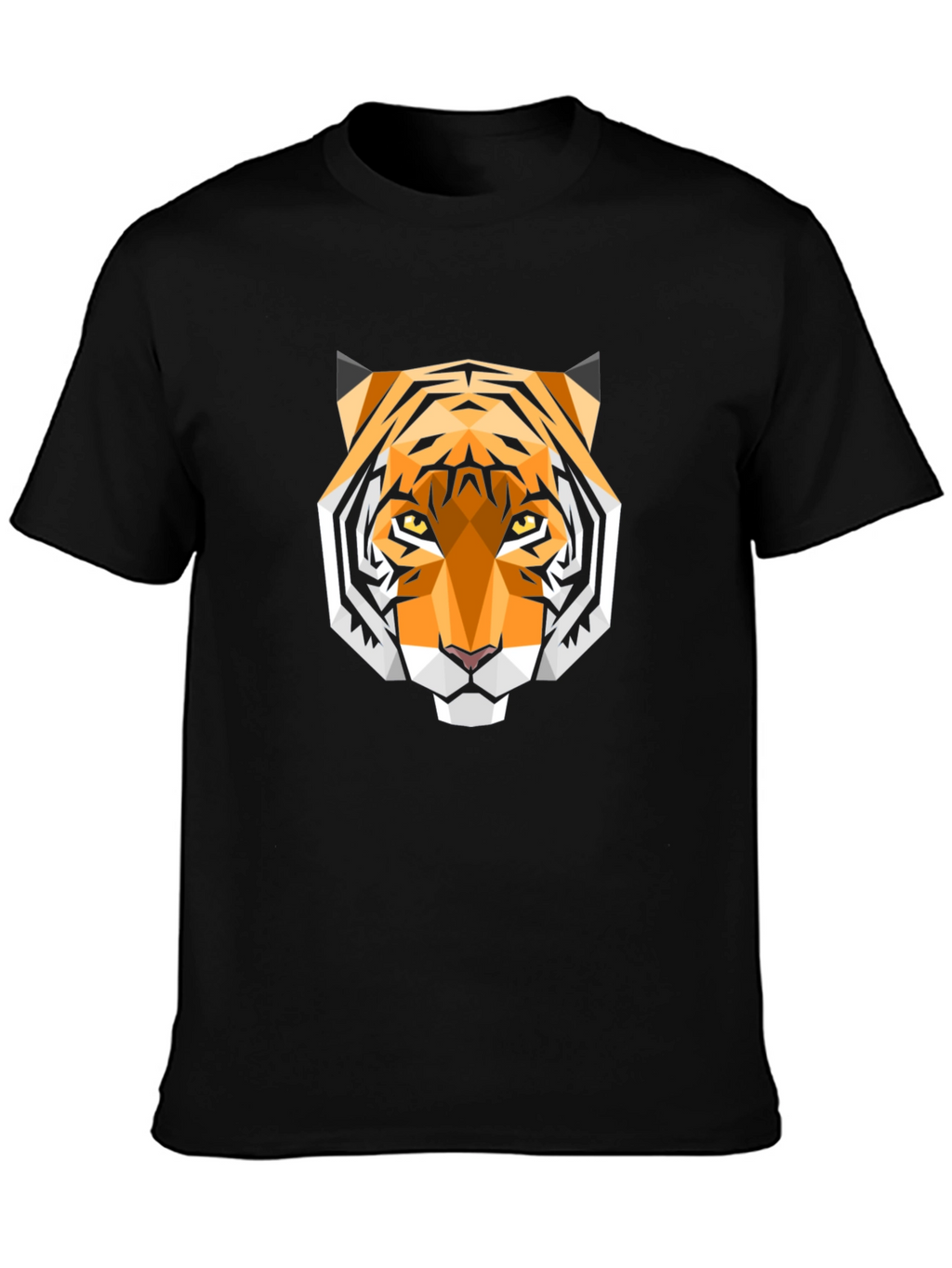 Geometric Tiger Head Graphic Black T-Shirt