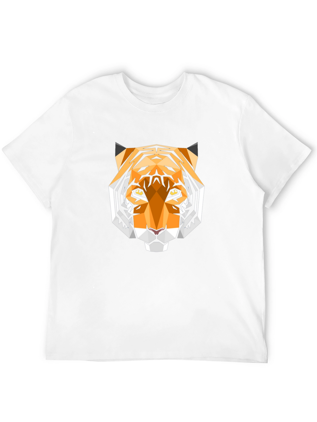 Geometric Tiger Head Graphic Black T-Shirt