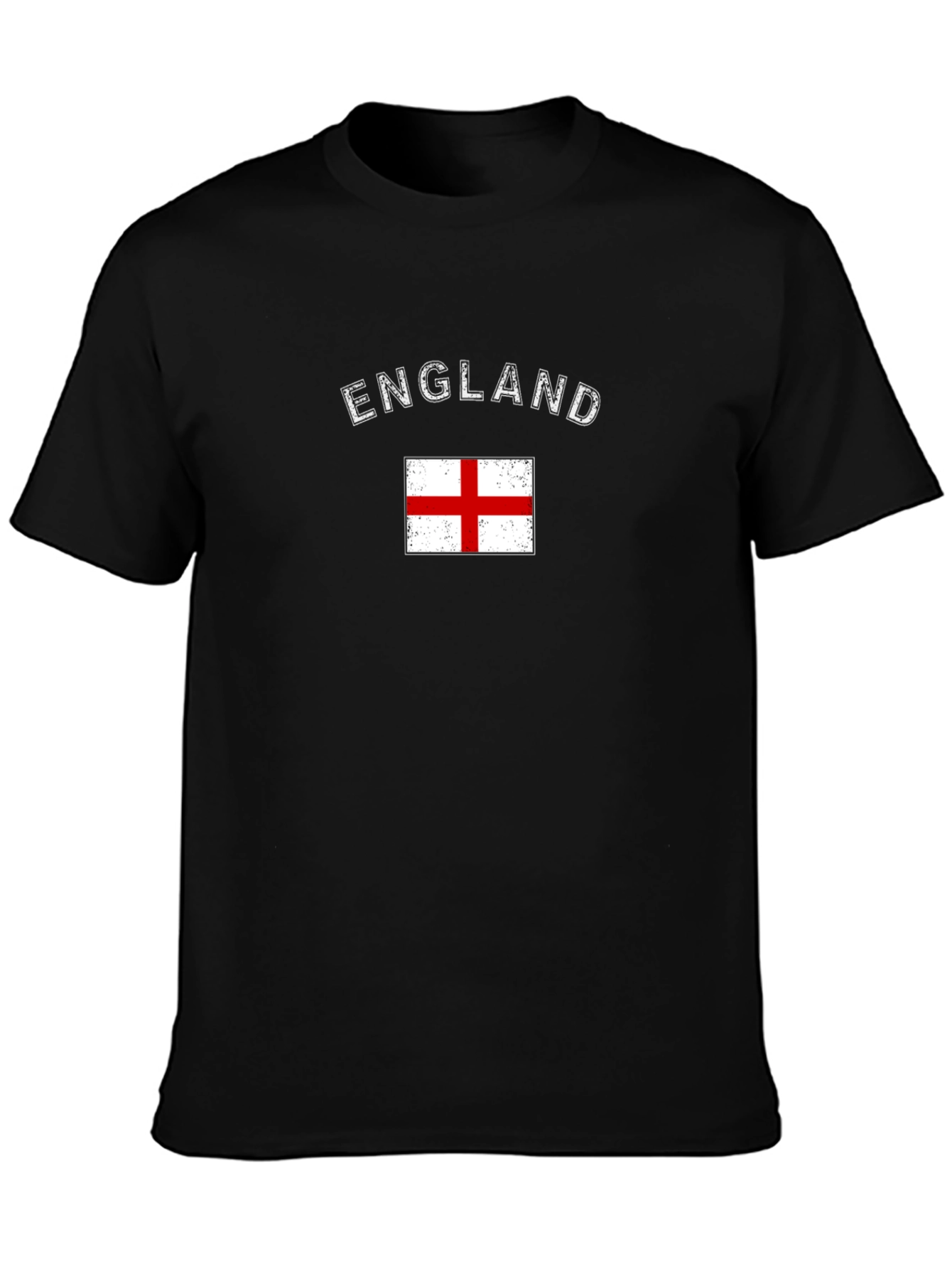 England Flag Graphic T-Shirt Short Sleeve Black Tee
