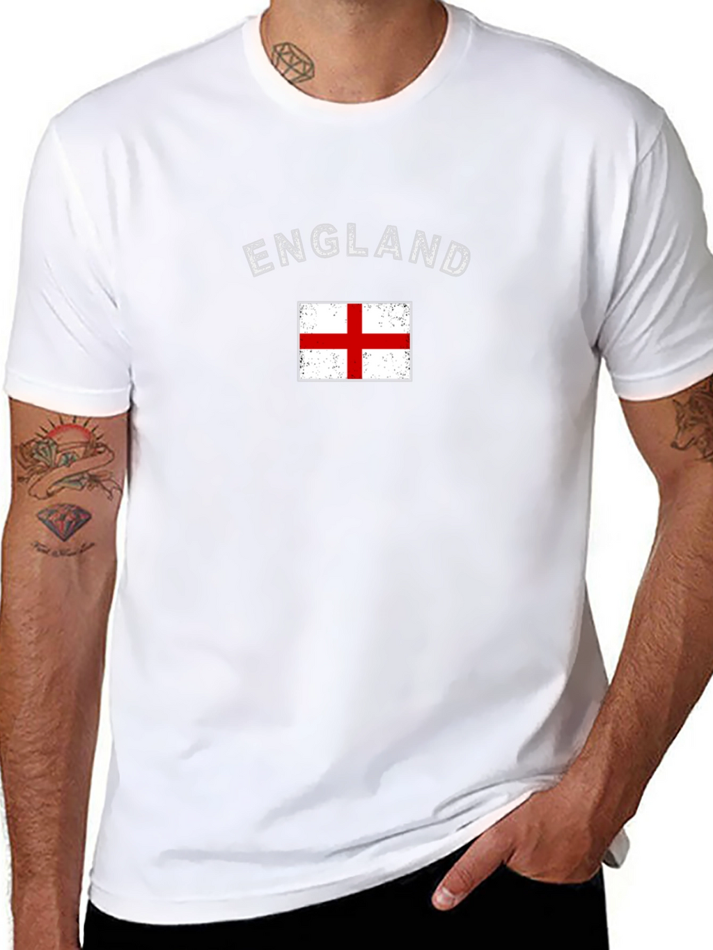 England Flag Graphic T-Shirt Short Sleeve Black Tee