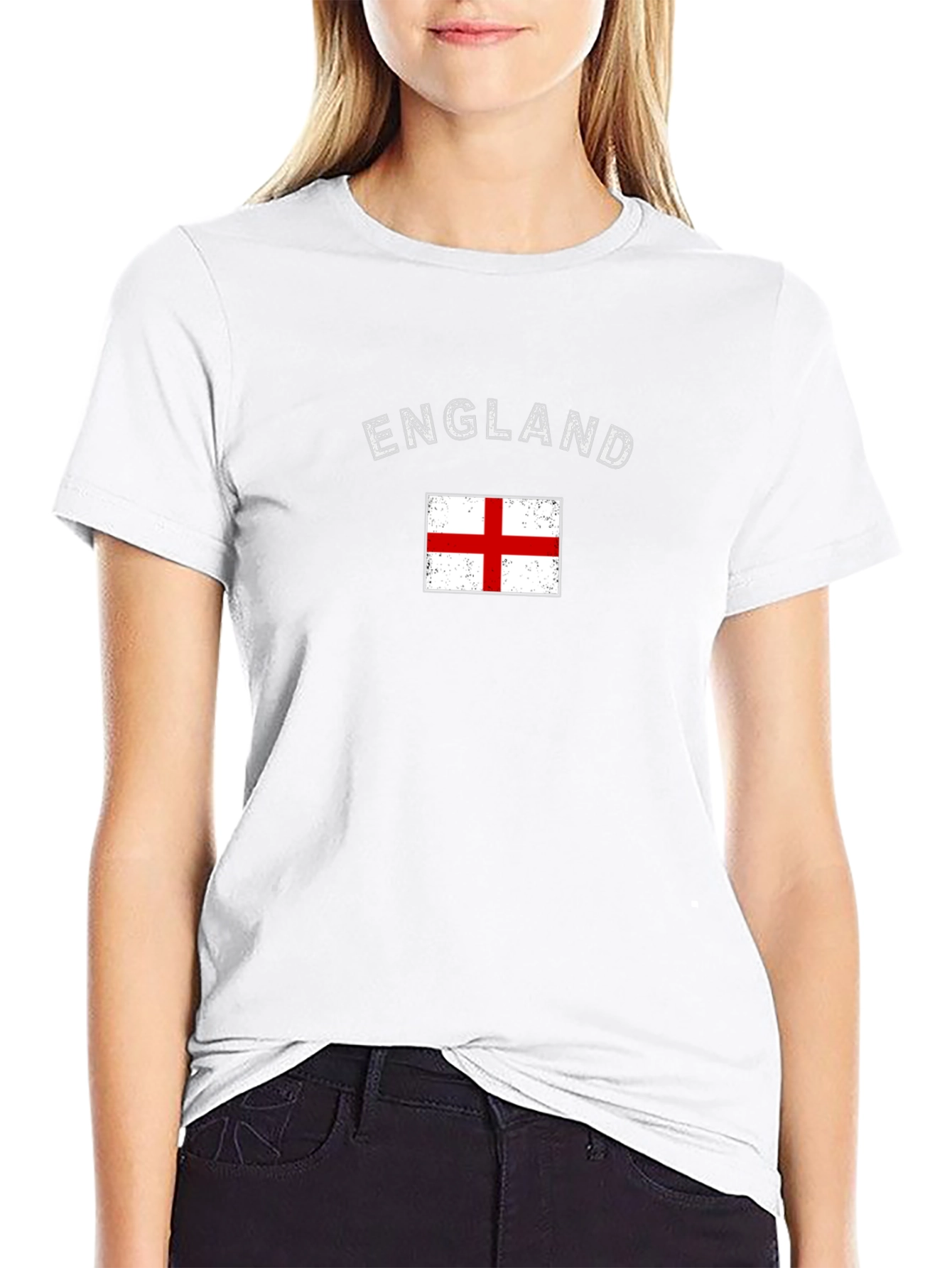 England Flag Graphic T-Shirt Short Sleeve Black Tee