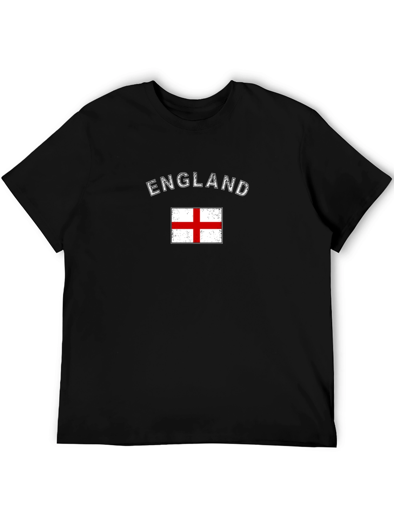 England Flag Graphic T-Shirt Short Sleeve Black Tee
