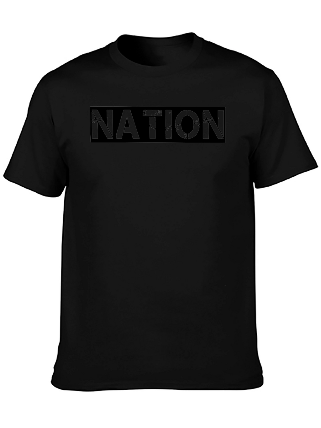 Black Graphic Tee - Nation Text Print