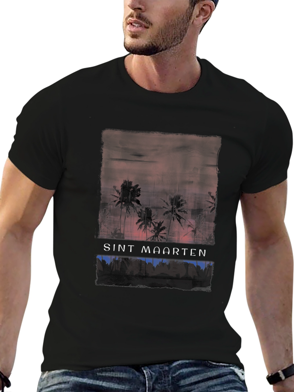 Sint Maarten Palm Tree Graphic T-Shirt