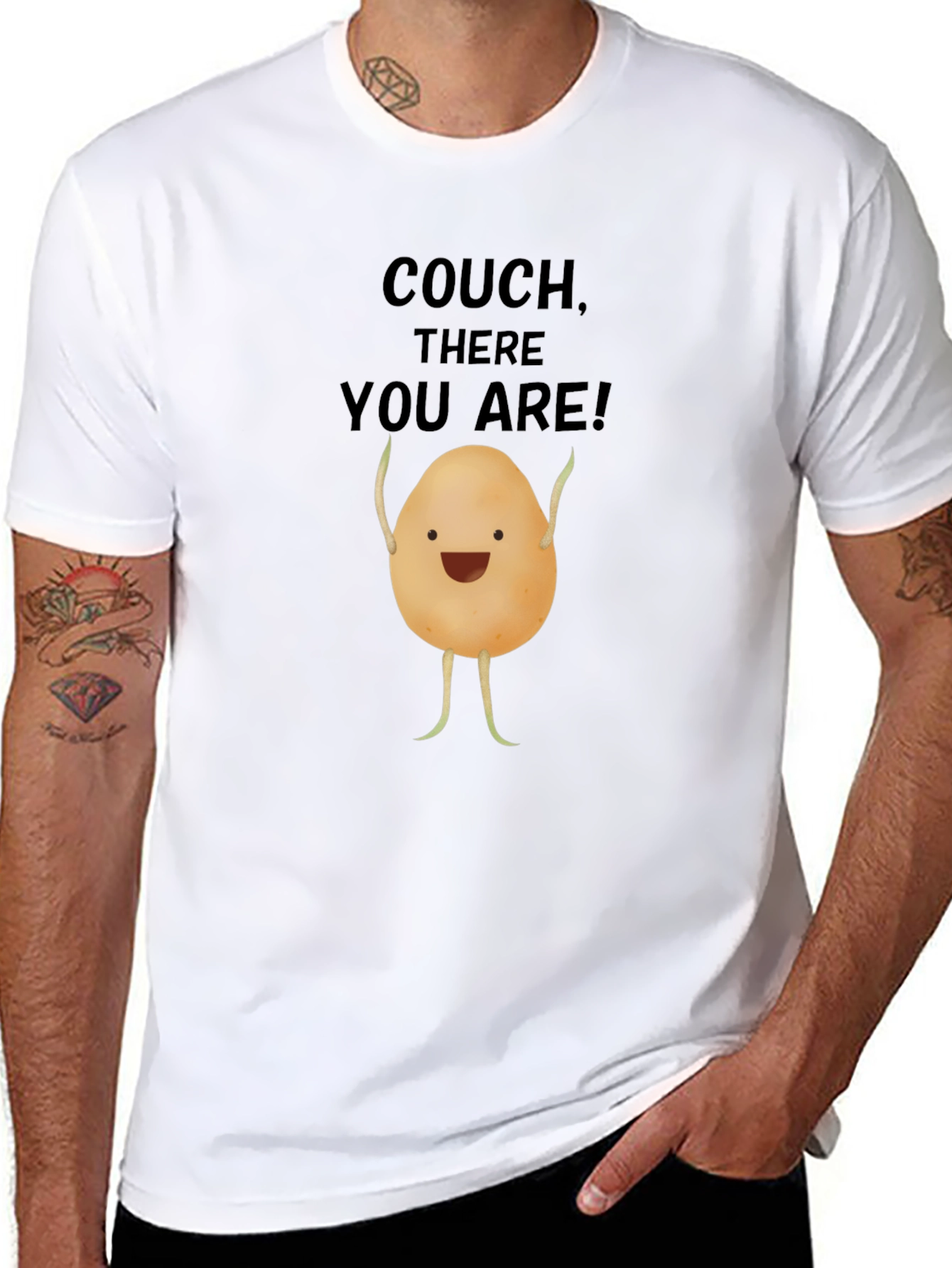 Funny Potato Couch Lover Black T-Shirt
