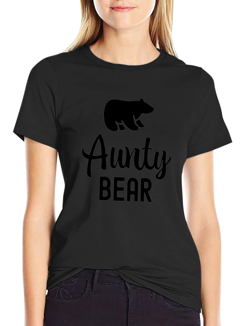 Aunty Bear Graphic T-Shirt - Black
