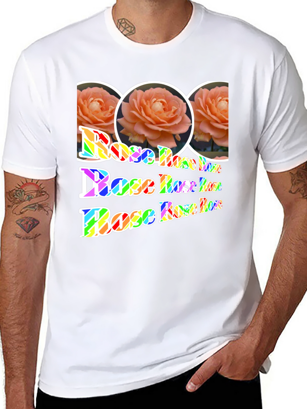 Floral Rose Rainbow Print T-Shirt