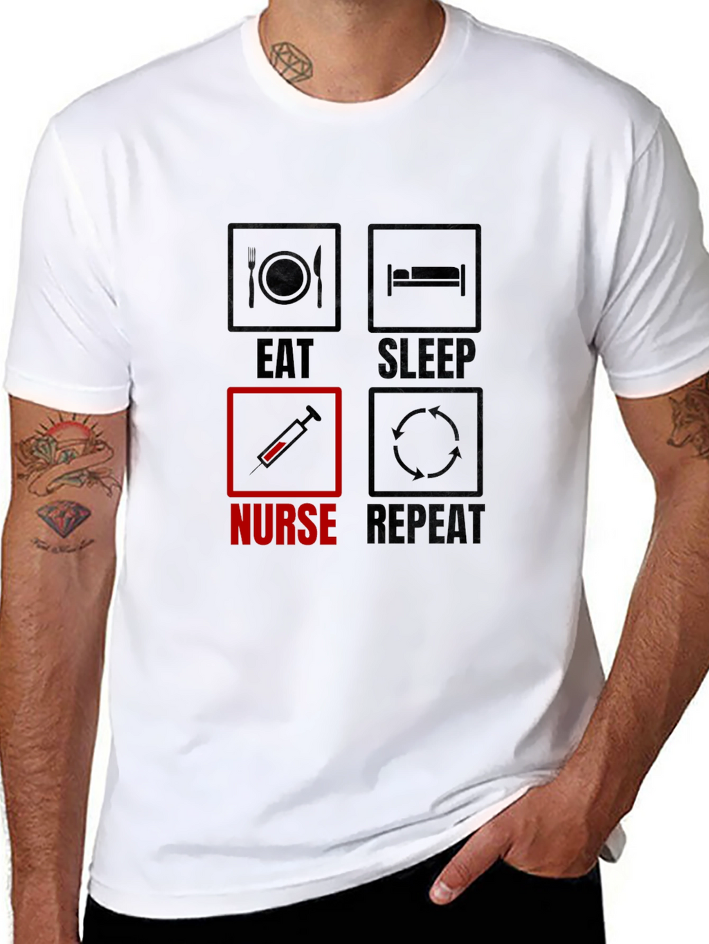Eat Sleep Nurse Repeat Black T-Shirt