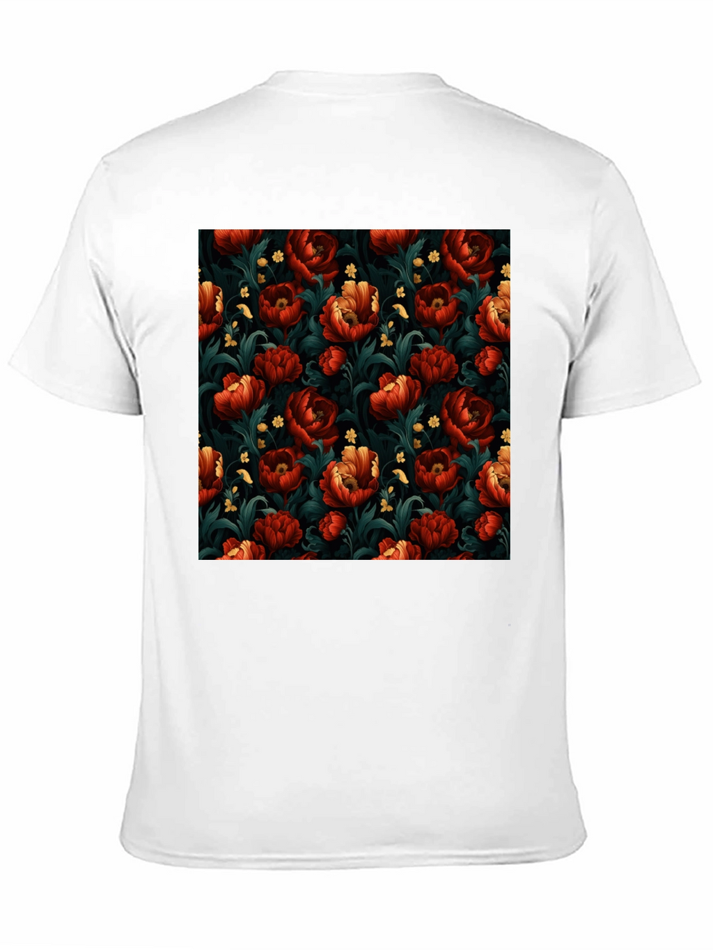 Floral Print Mens Black T-Shirt