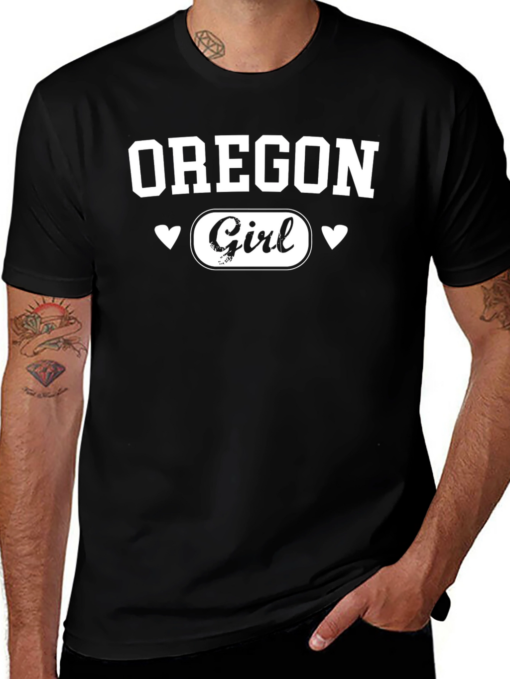 Oregon Girl Graphic Tee - Black Cotton T-Shirt